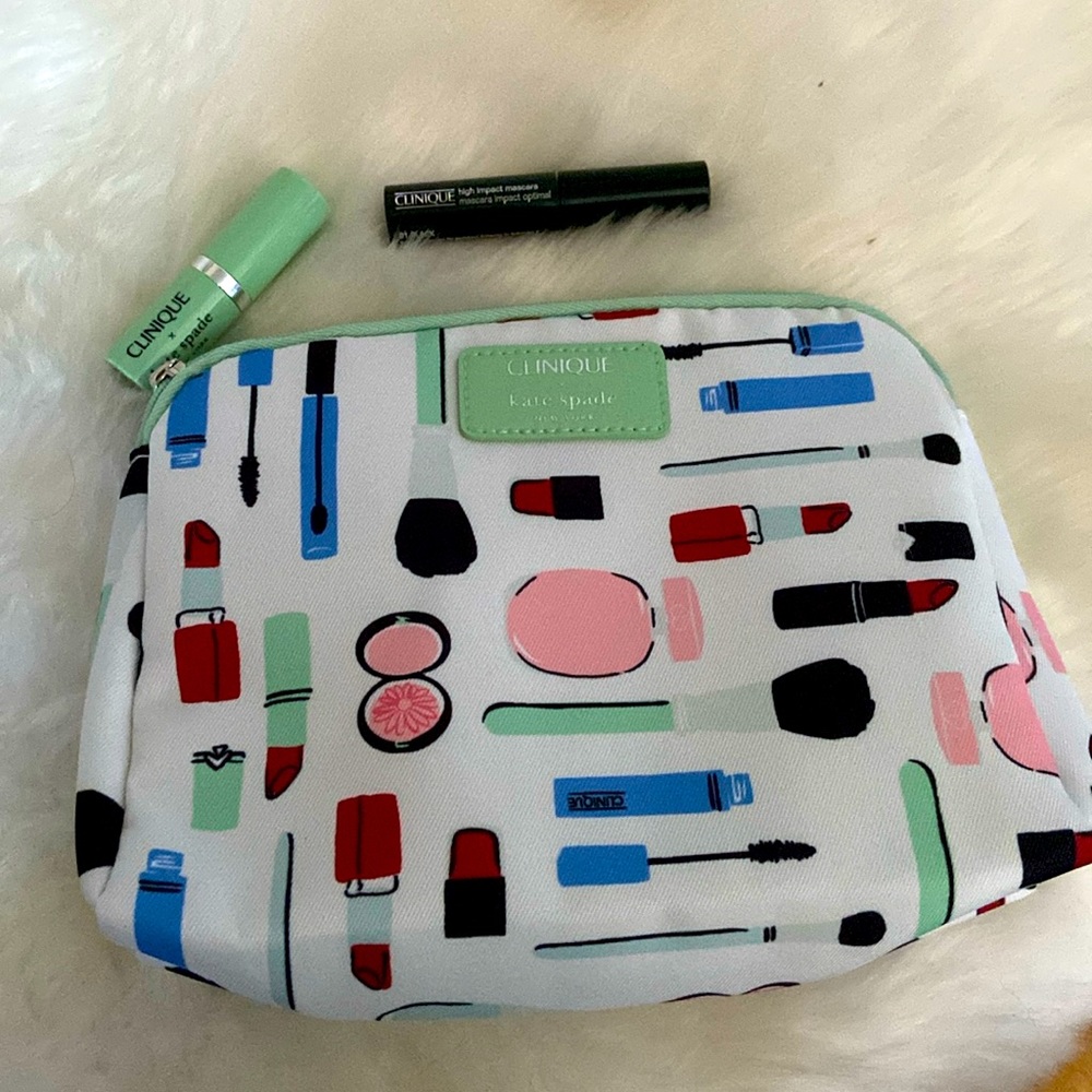 Clinique x Kate Spade New York makeup pouch and lippie bundle
